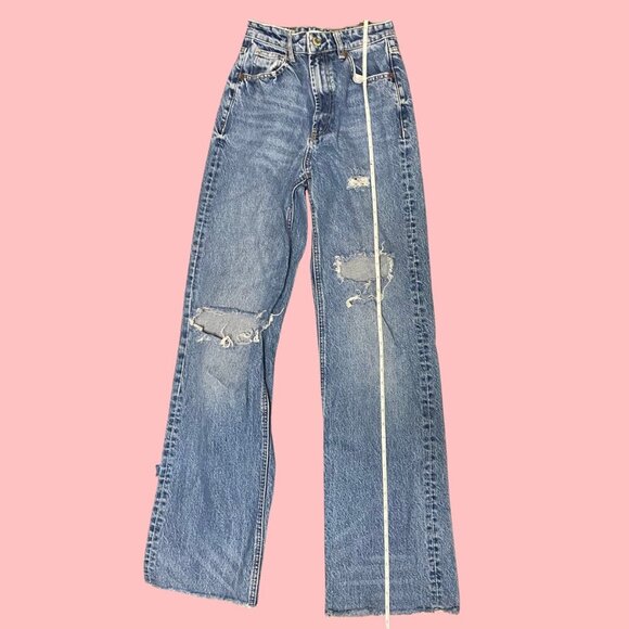ZARA High-Waisted Wide-Leg Distressed Jeans – Size 2 (USA) / 34 (EUR) - Picture 5 of 8